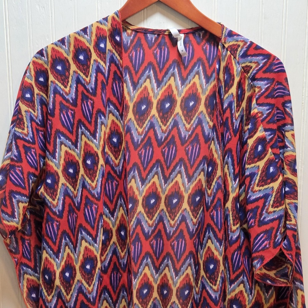 TRUTH Nyc Jacket Womens Medium Orange Geometric Kimono Open Front Lightweight